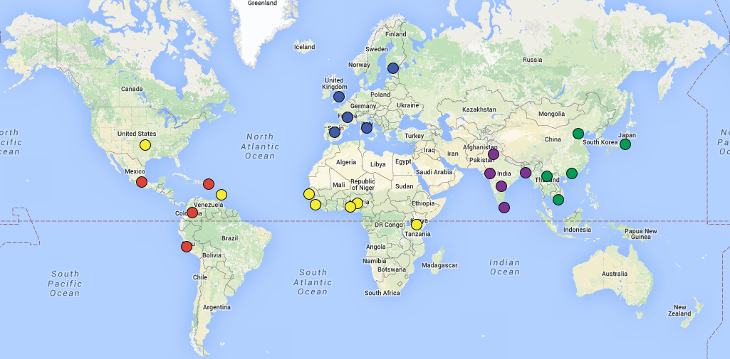 The 1000 genomes project global map